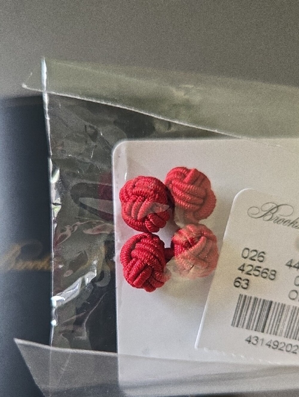 Brooks Brothers Coral Red Silk Knot Cufflinks
